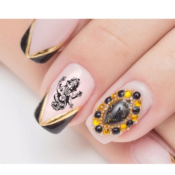 💌BO/GO$6 Ganesha Woman Hindu Meditation Indian Nail Art Waterslide Decals - Picture 6 of 7